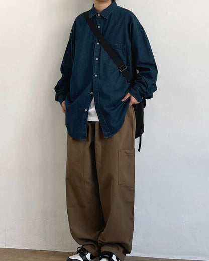【OUTLET/即納】Minimal Design Denim Shirt N0689