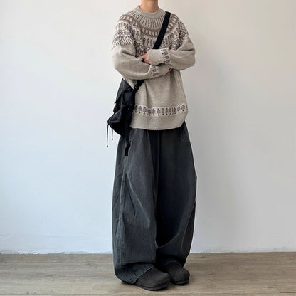 Nordic Pattern Round Sweater N1002