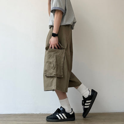 Multi Pocket Relaxed Cargo Half Pants N1089