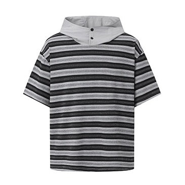 Gray Border Relaxed Half Sleeve Tee N1078