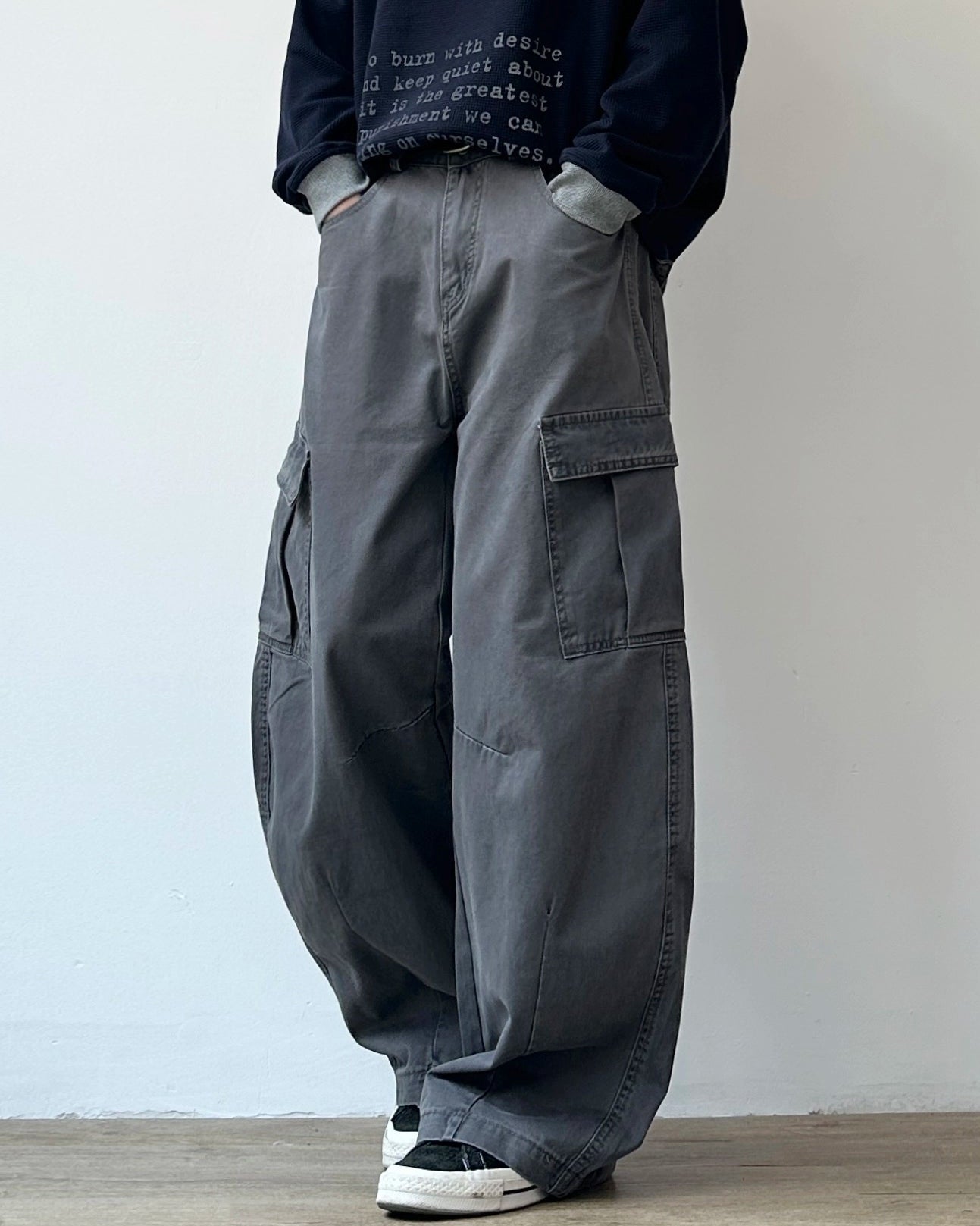 Wide Cargo Loose Fit Pants N0945