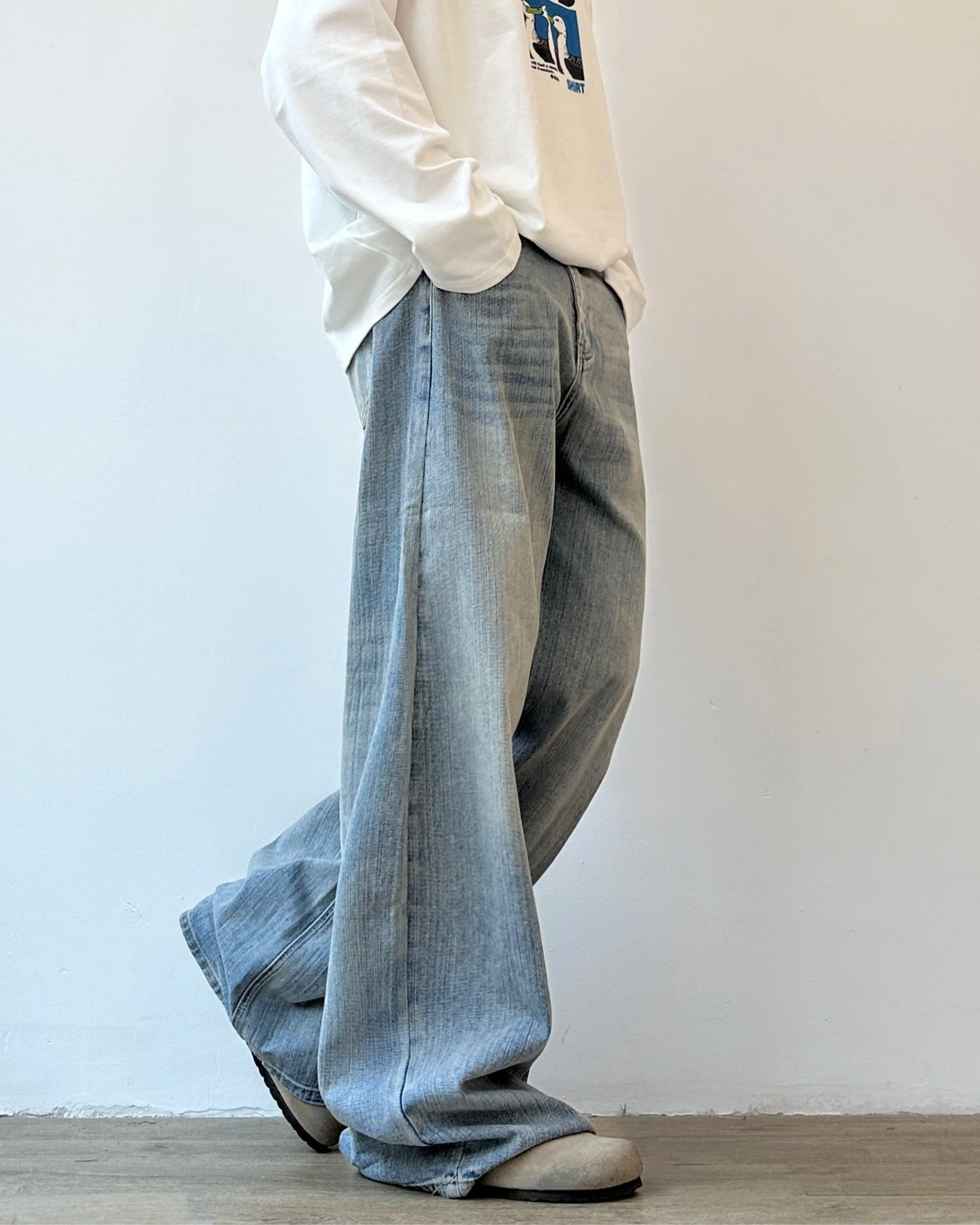 Wide Leg Classic Style Jeans N0860
