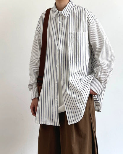 Mixed Stripe Panel Design Shirt N0709