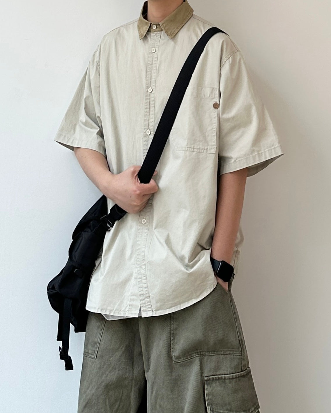 American Retro Contrast Shirt N0804