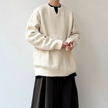 Cable Pattern Relax Fit Knit Sweater N0980