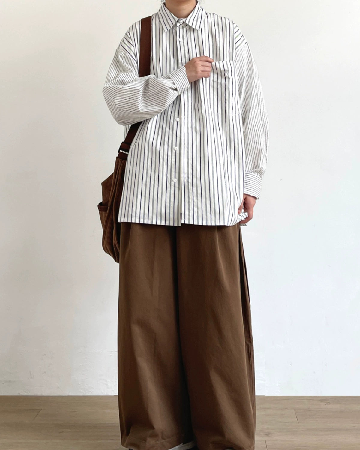 Mixed Stripe Panel Design Shirt N0709