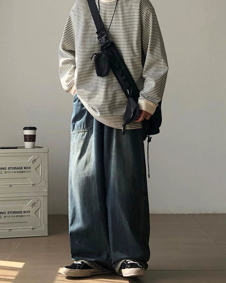 Vintage Wash Balloon Denim Pants N0941