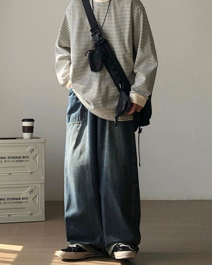 Vintage Wash Balloon Denim Pants N0941