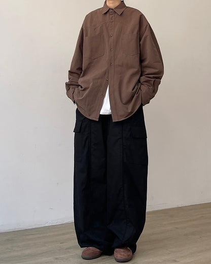 Minimal Detail Wide Silhouette Long Sleeve Shirt N0659