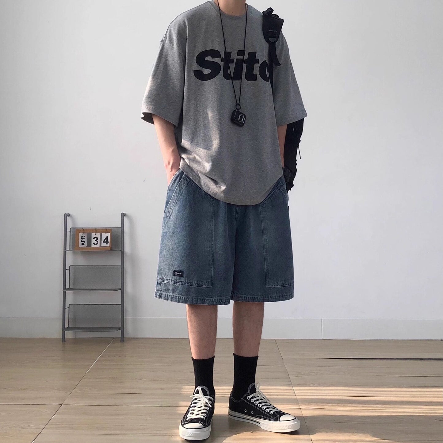 Front Print Crew Neck Half Sleeve T-Shirt N1092