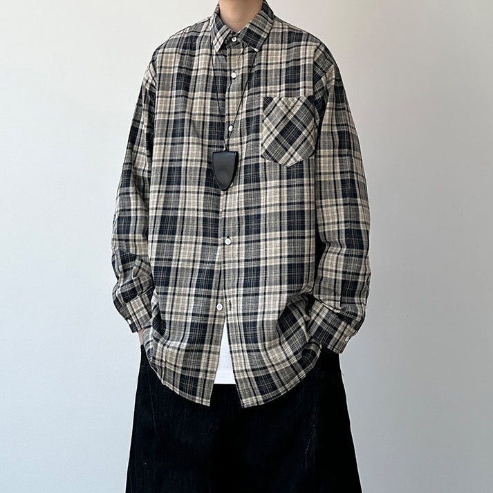 Classic Check Front Pocket Long Sleeve Shirt N1025
