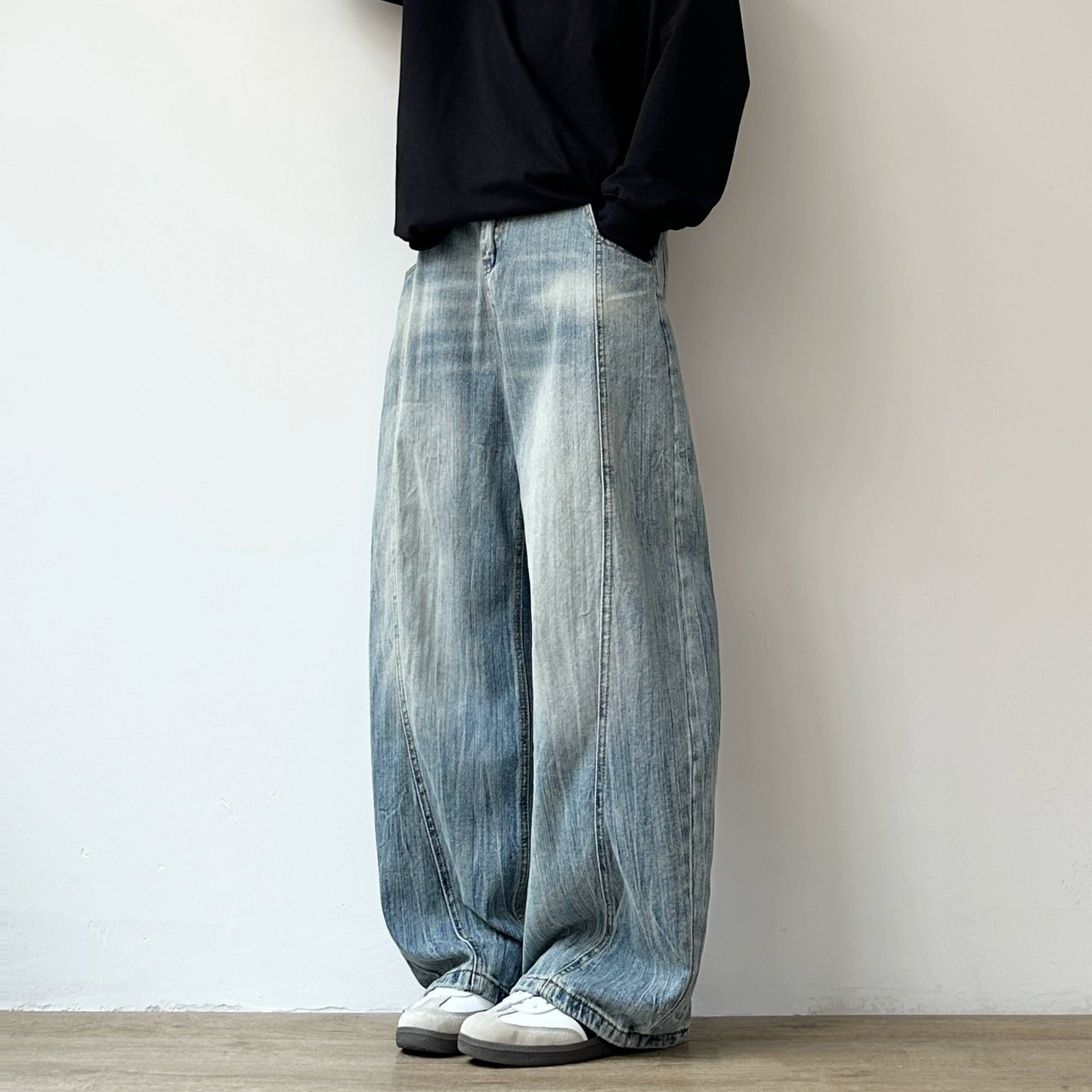 Vintage Wash Wide Denim Pants N0964