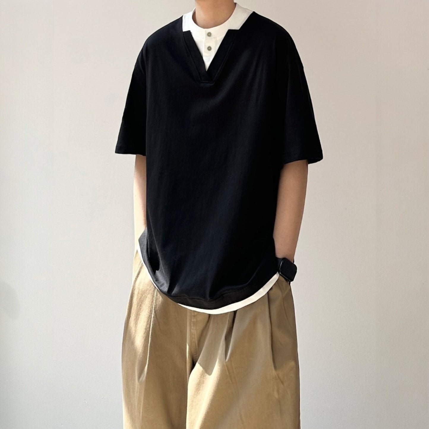 Simple Layered Half Sleeve T-Shirt N1084