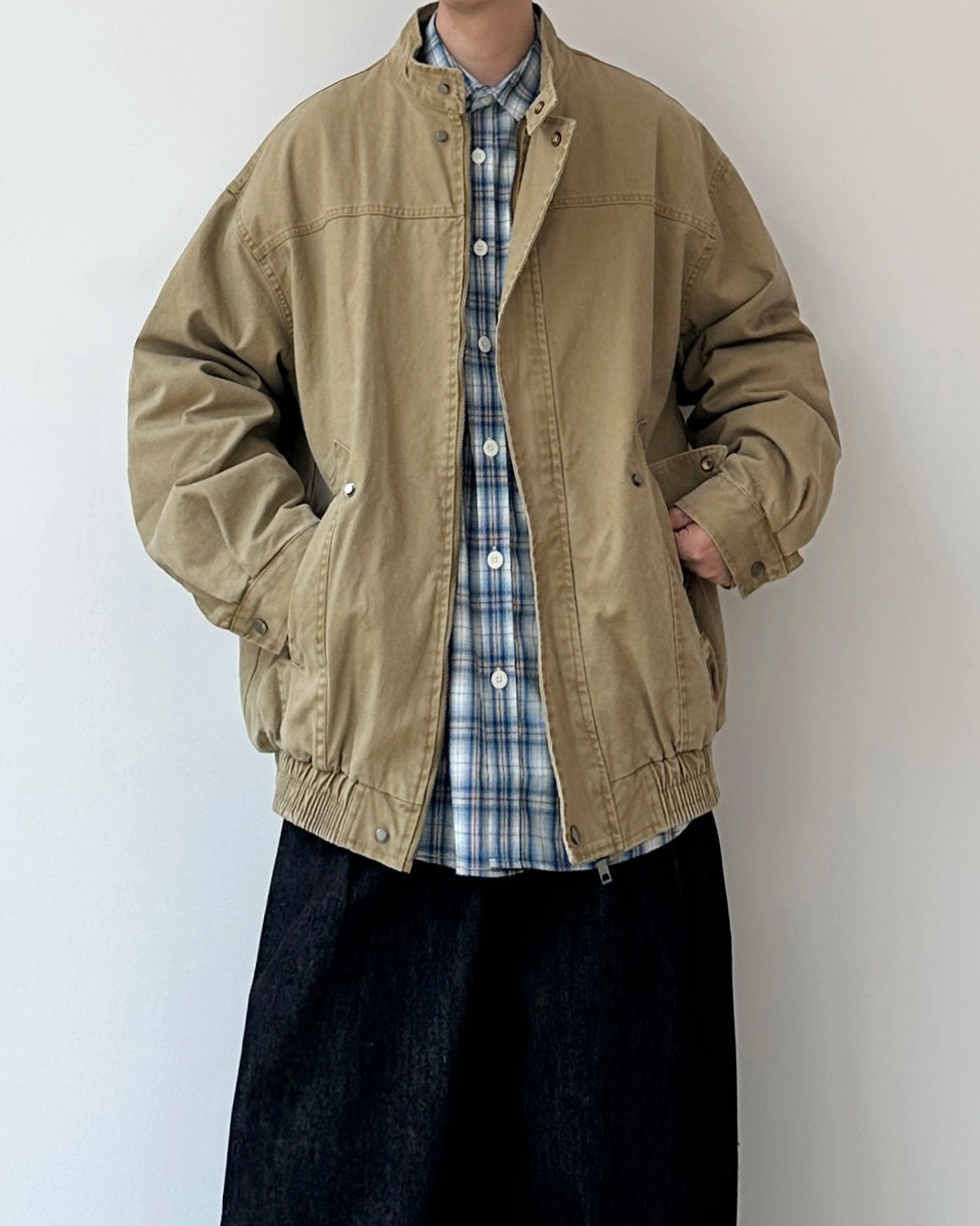 Relaxed Silhouette Stand Collar Jacket N0897