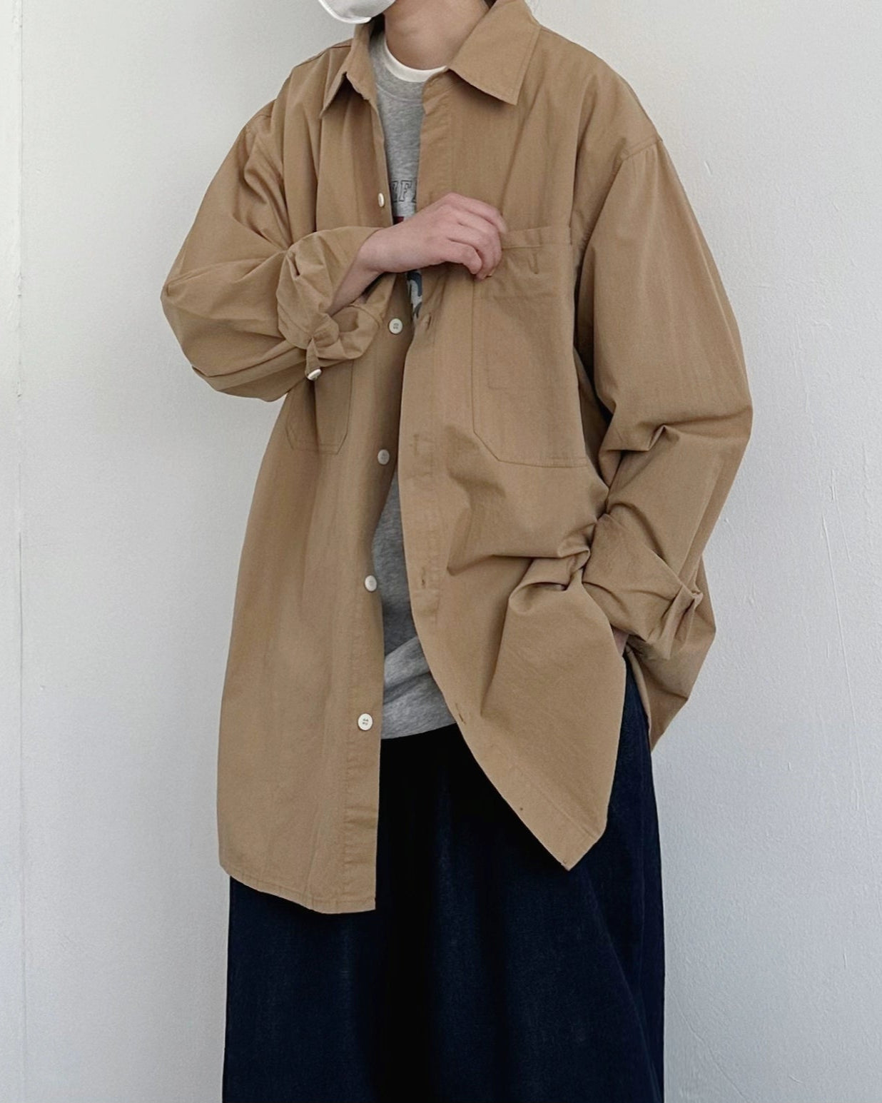 Natural Color Oversized Shirt N0714