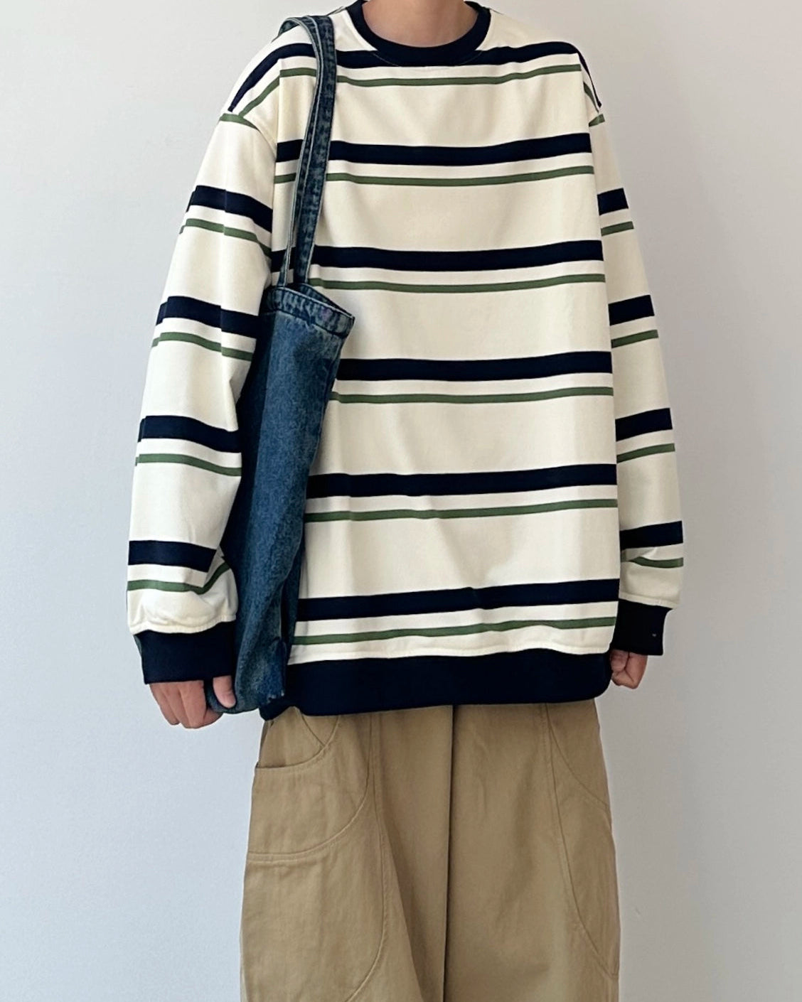 Border Line Loose Fit Long Sleeve T-shirt N0903