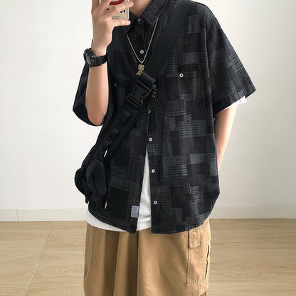 Geometric Check Short Sleeve Shirt N1096