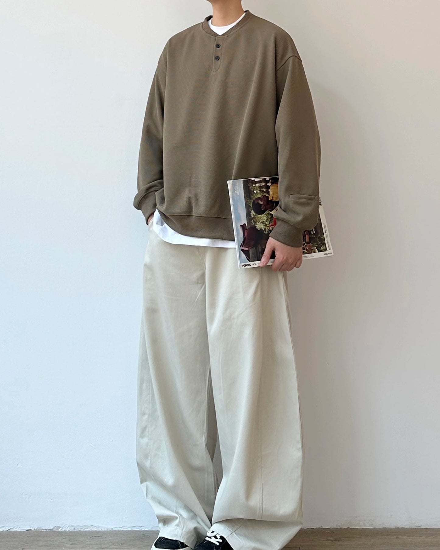 Retro Waffle Collar T-Shirt N0853