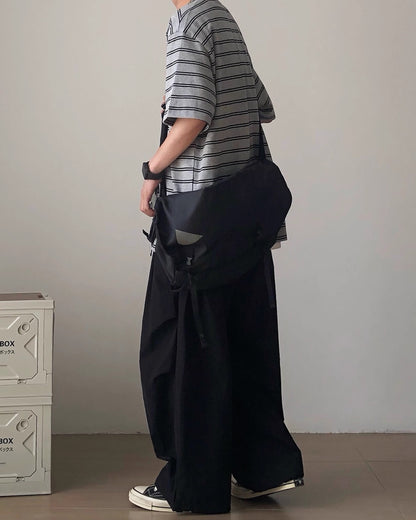 Henley Collar Striped Thick Short Sleeve T-shirt N0834