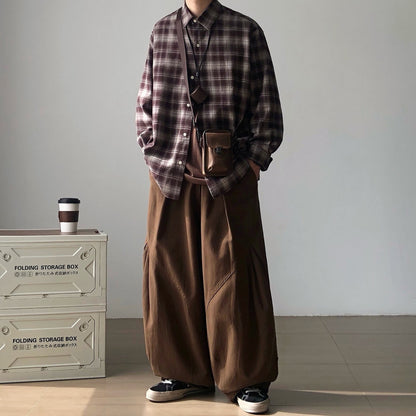 Check Casual Silhouette Long Sleeve Shirt N1000