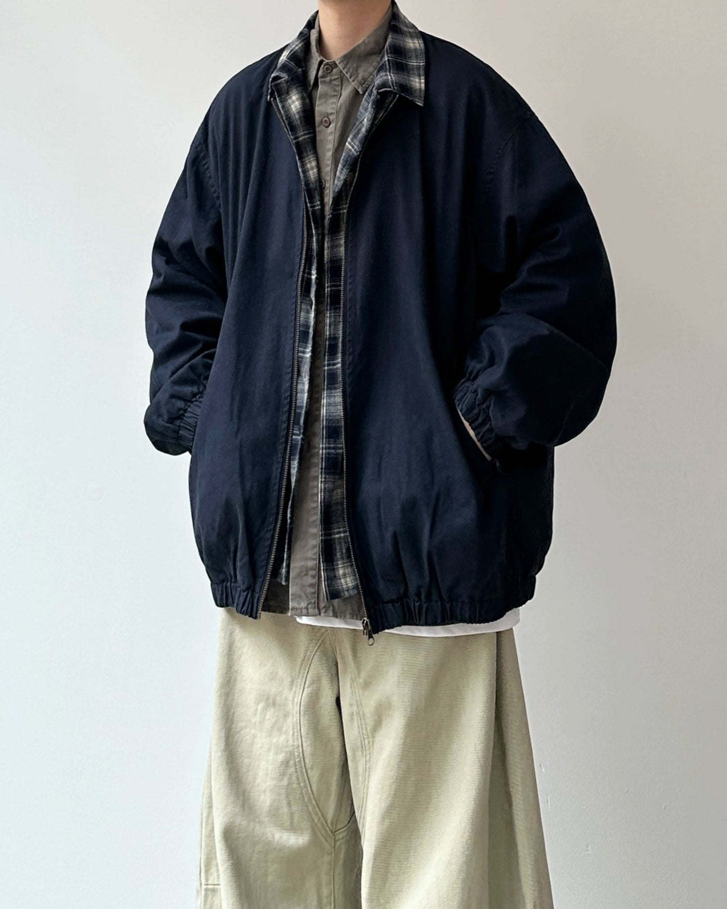 Plaid Fake Two-Piece Work Jacket N0874