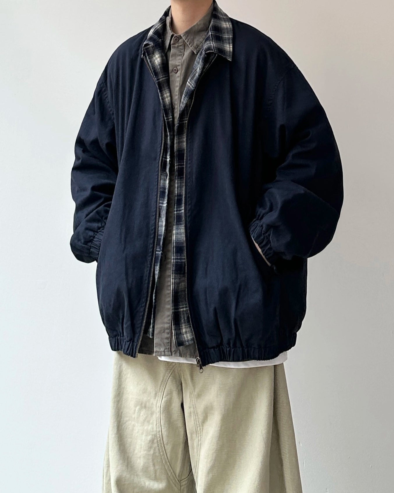 Plaid Fake Two-Piece Work Jacket N0874