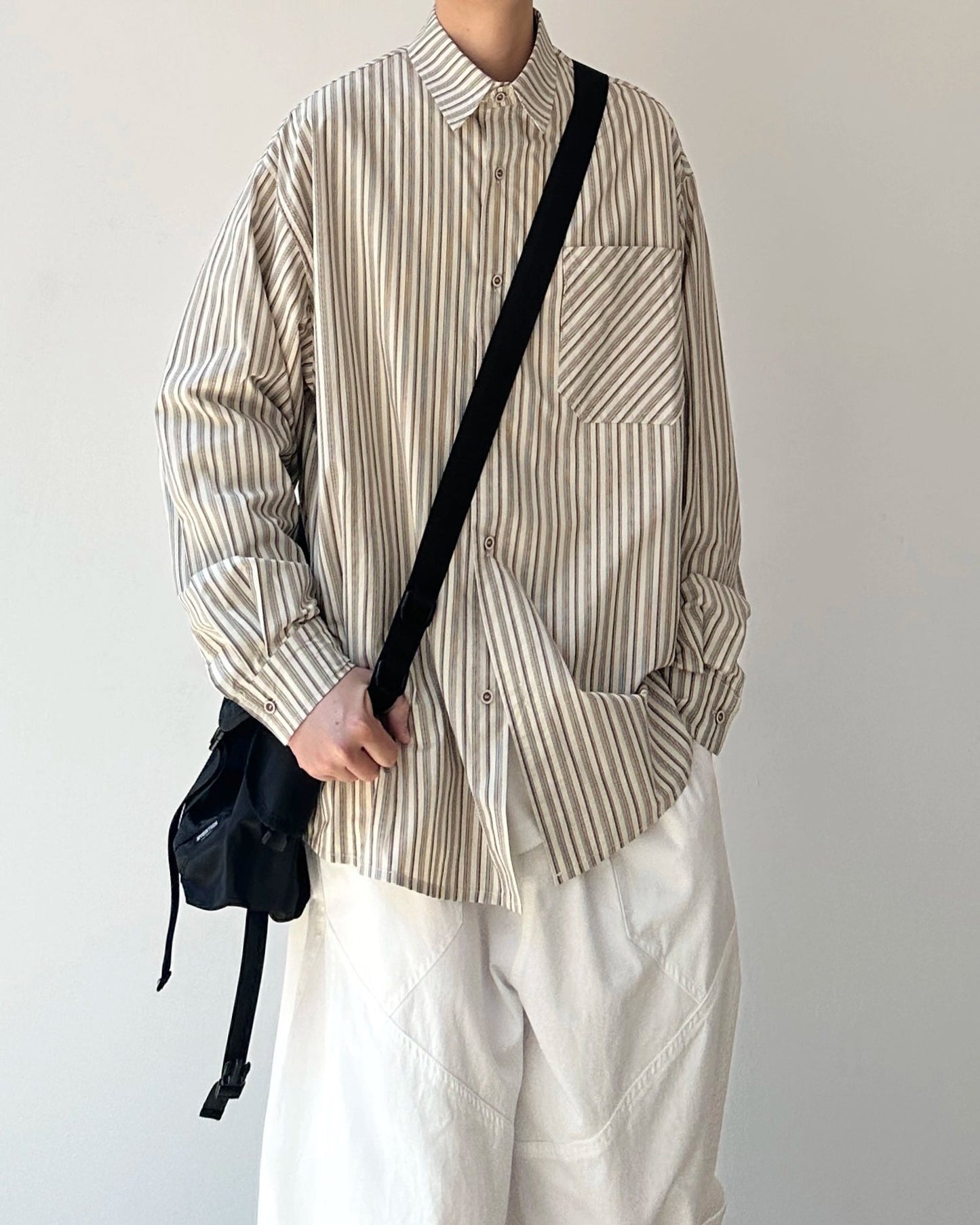 Simple Stripe Classic Long Sleeve Shirt N0879