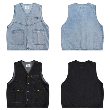 Layered Outer Denim Vest N0002