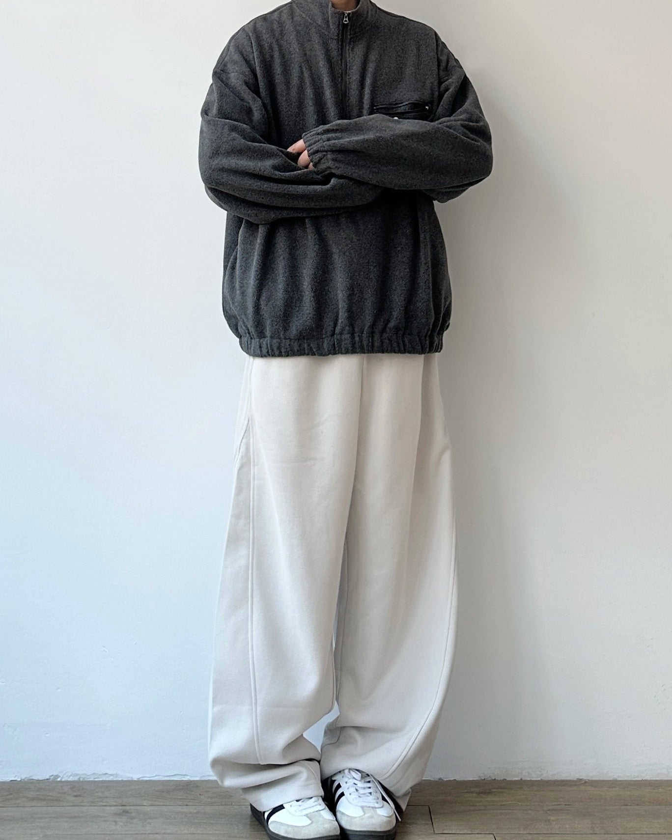 Simple Zip Pullover Long Sleeve Sweatshirt N0909