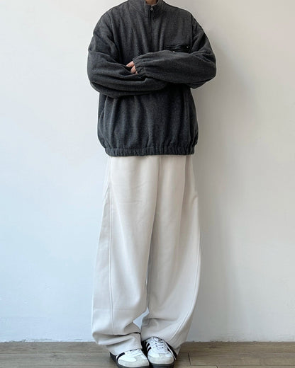 Simple Zip Pullover Long Sleeve Sweatshirt N0909