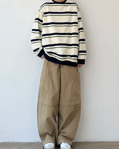 Border Line Loose Fit Long Sleeve T-shirt N0903