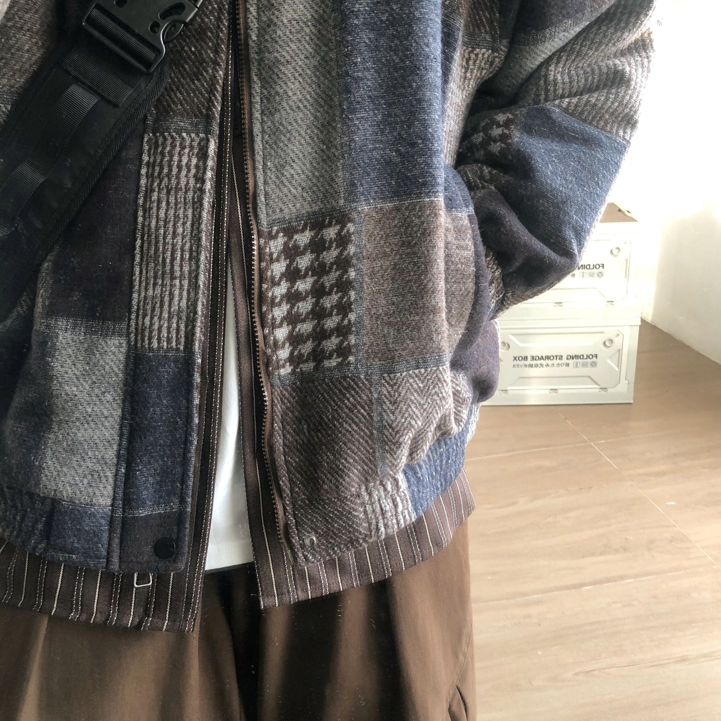 Patchwork Check Short Jacket N0996