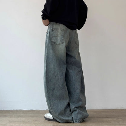 Vintage Wash Wide Denim Pants N0965