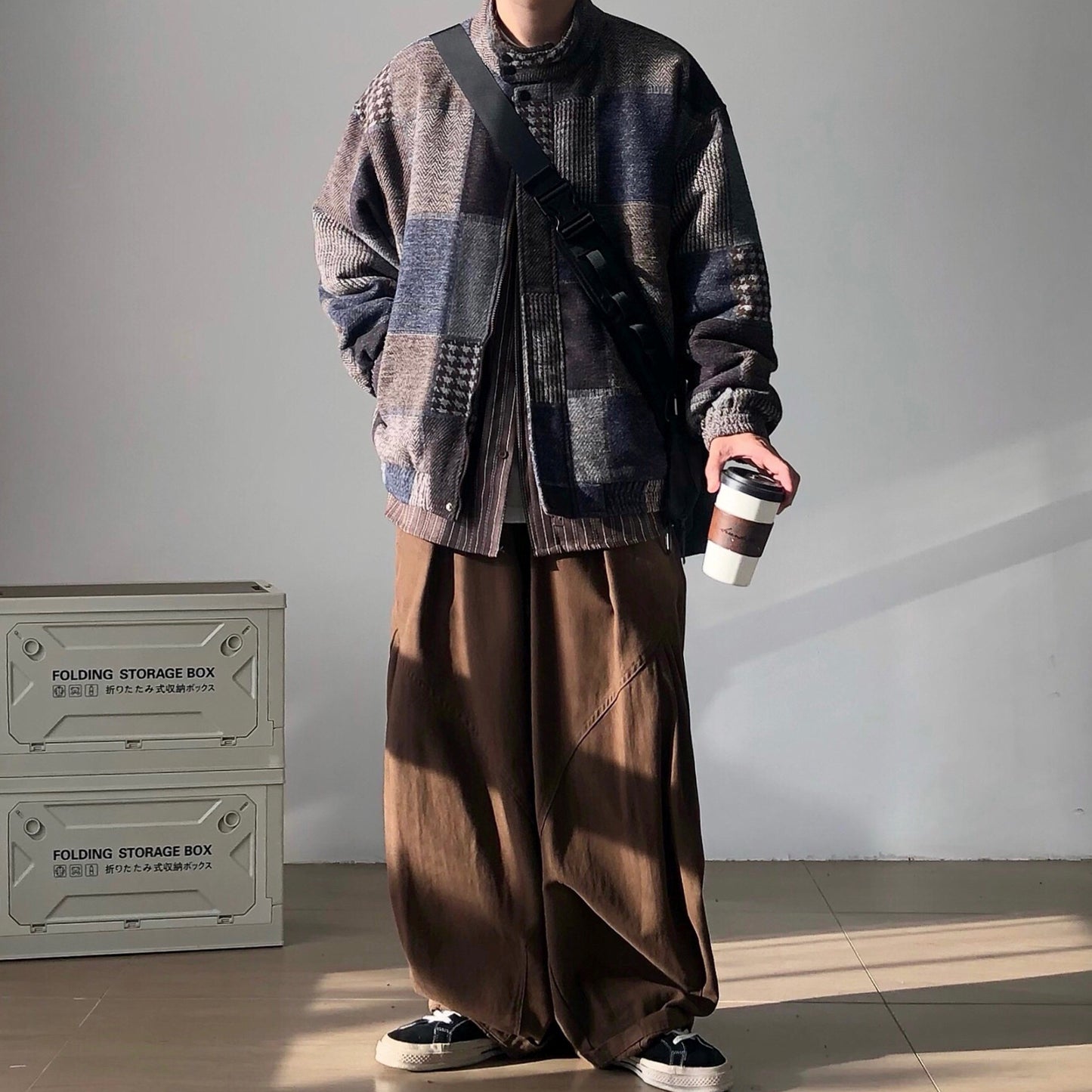 Patchwork Check Short Jacket N0996