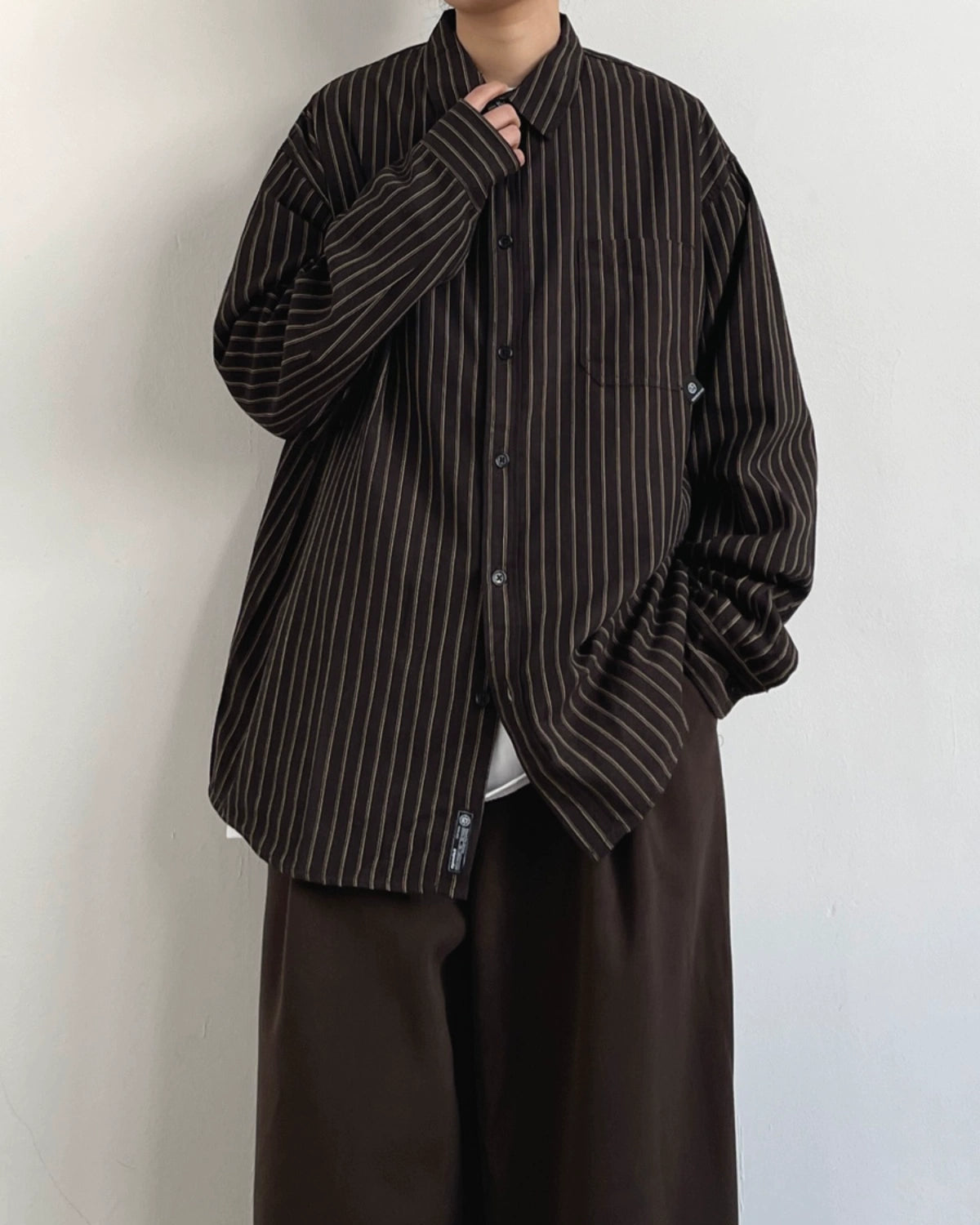 Retro Stripe Long Sleeve Casual Shirt N0684