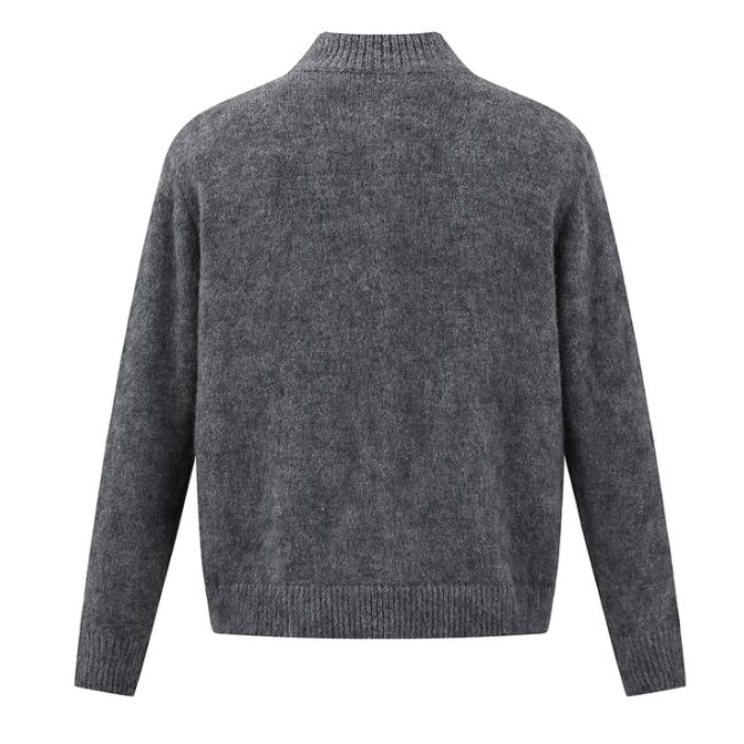 No-Collar Knit Button Cardigan N0981