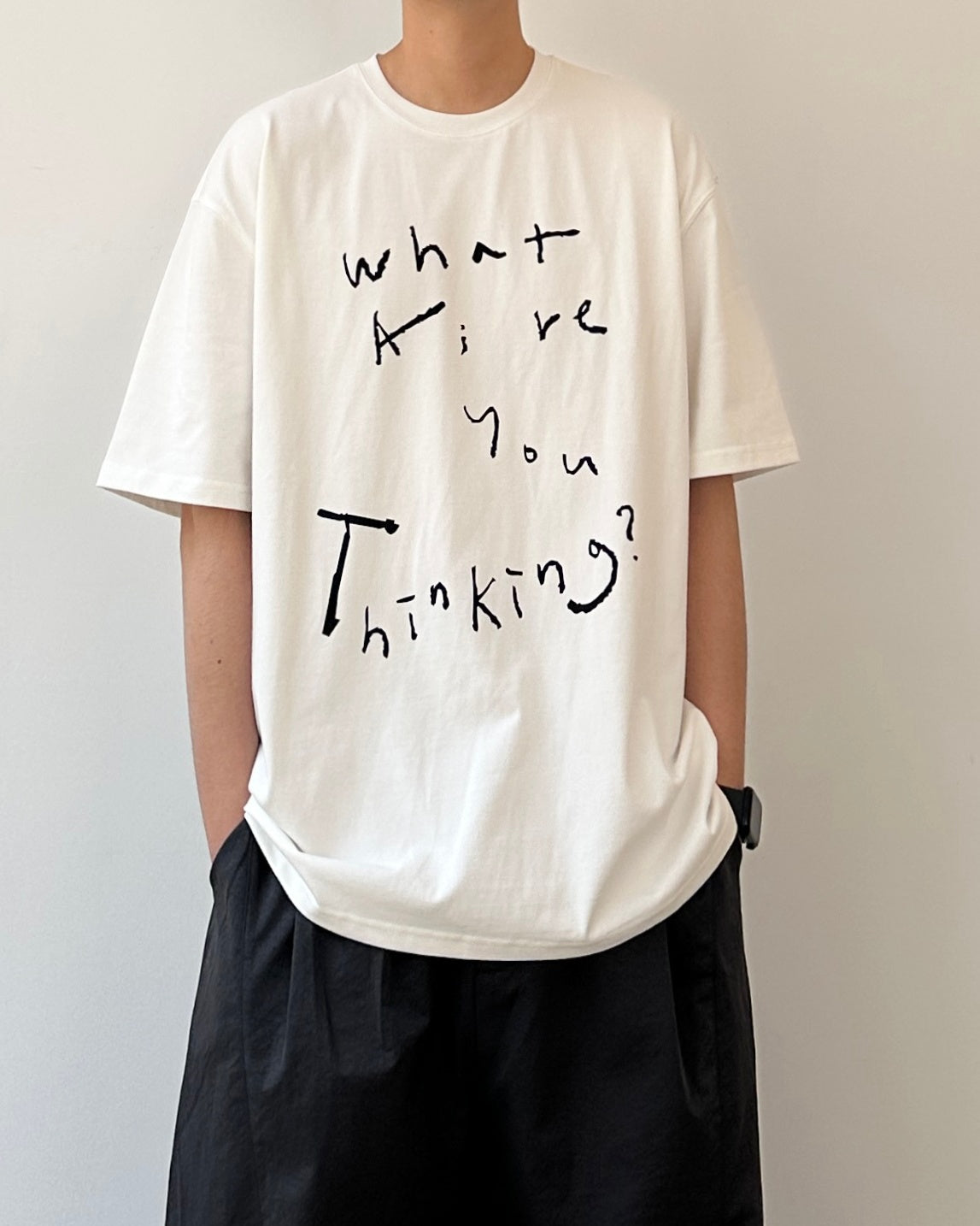 Hand-Drawn Letter Print T-shirt N0794