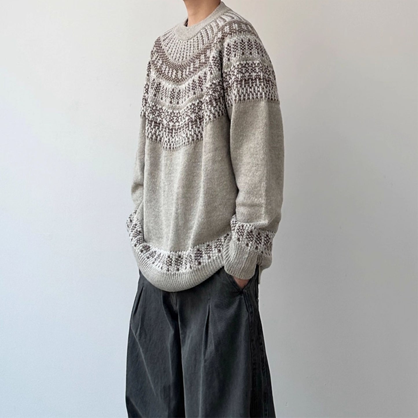 Nordic Pattern Round Sweater N1002