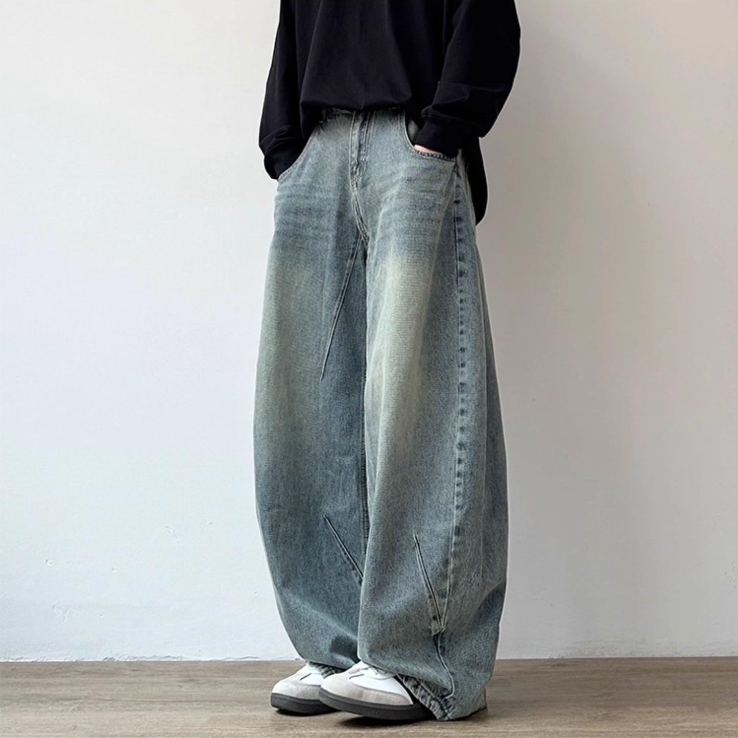 Vintage Wash Wide Denim Pants N0965