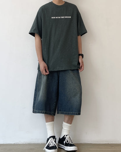 Dream Message Front Print Short Sleeve T-Shirt N0735