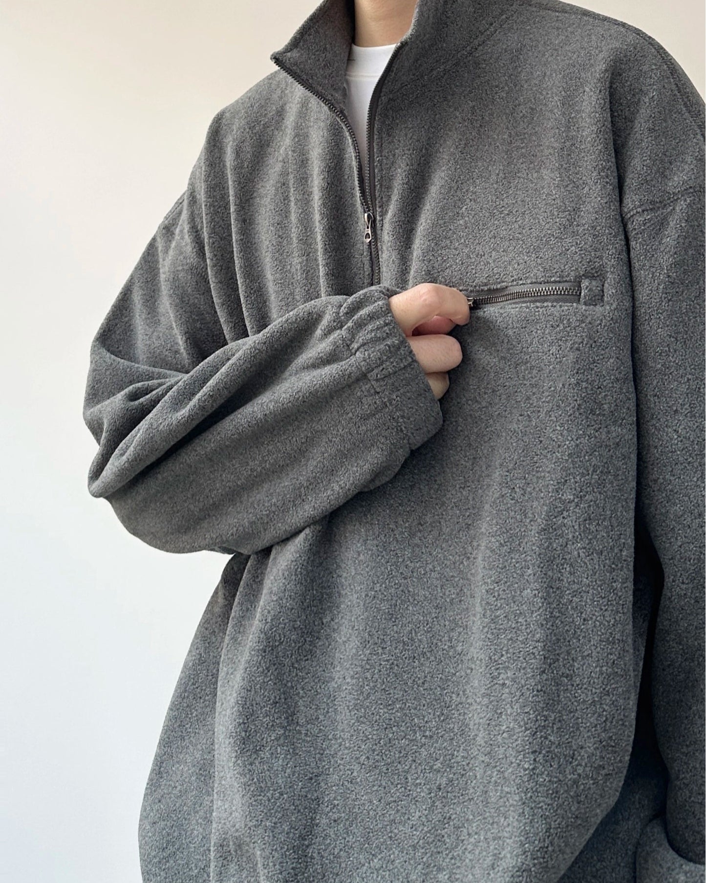 Simple Zip Pullover Long Sleeve Sweatshirt N0909