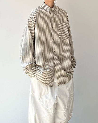 Simple Stripe Classic Long Sleeve Shirt N0879