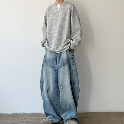Simple Design Sweat Tops N1066