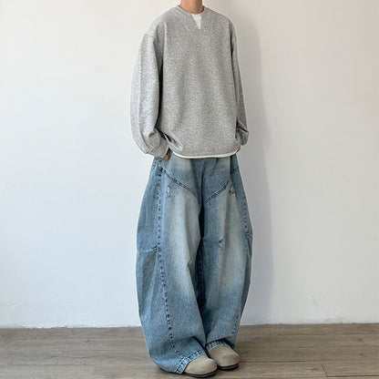 Simple Design Sweat Tops N1066