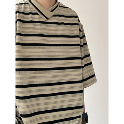 Border V-Neck Half Sleeve Top N1085