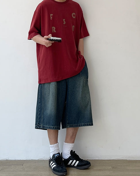 Minimal Lettering Raglan T-Shirt N0751