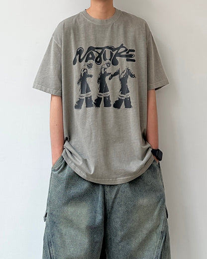 Washed Round Neck T-shirt N0798