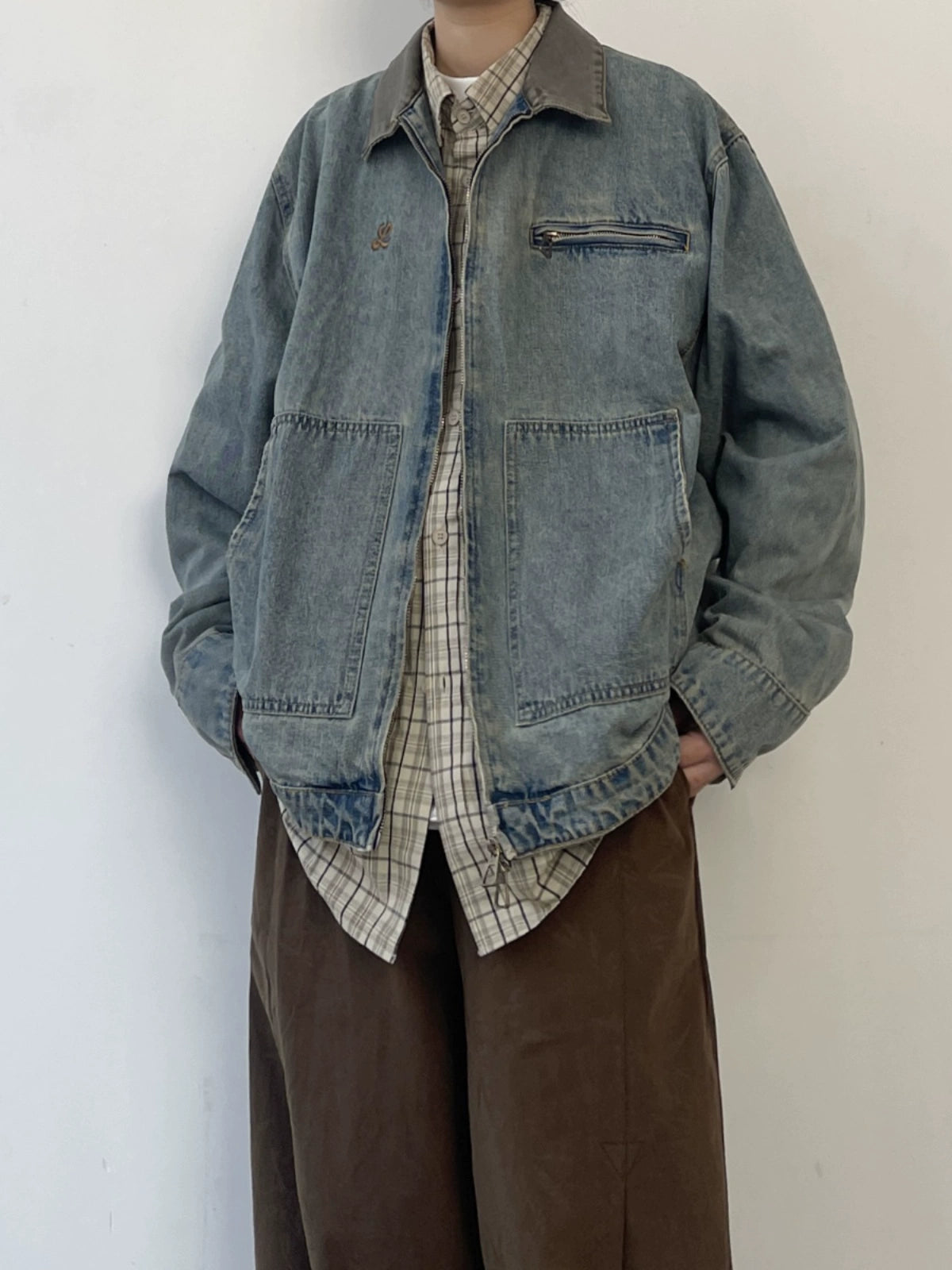 Washed Denim Work Pocket Denim Jacket N0640