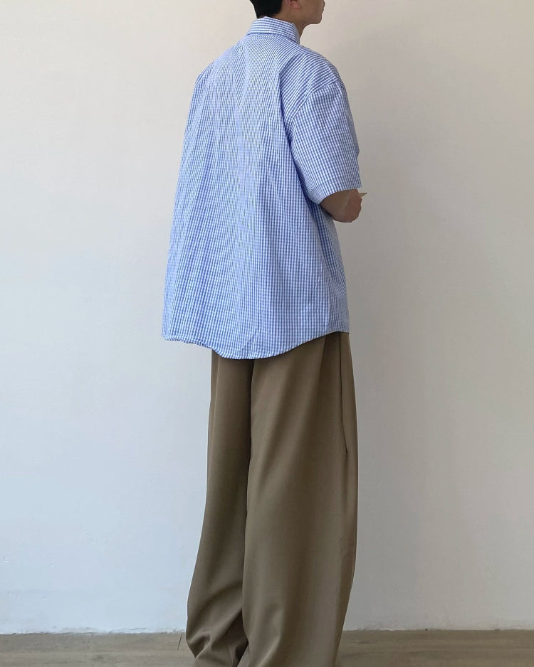 Color Button Accent Check Shirt N0821