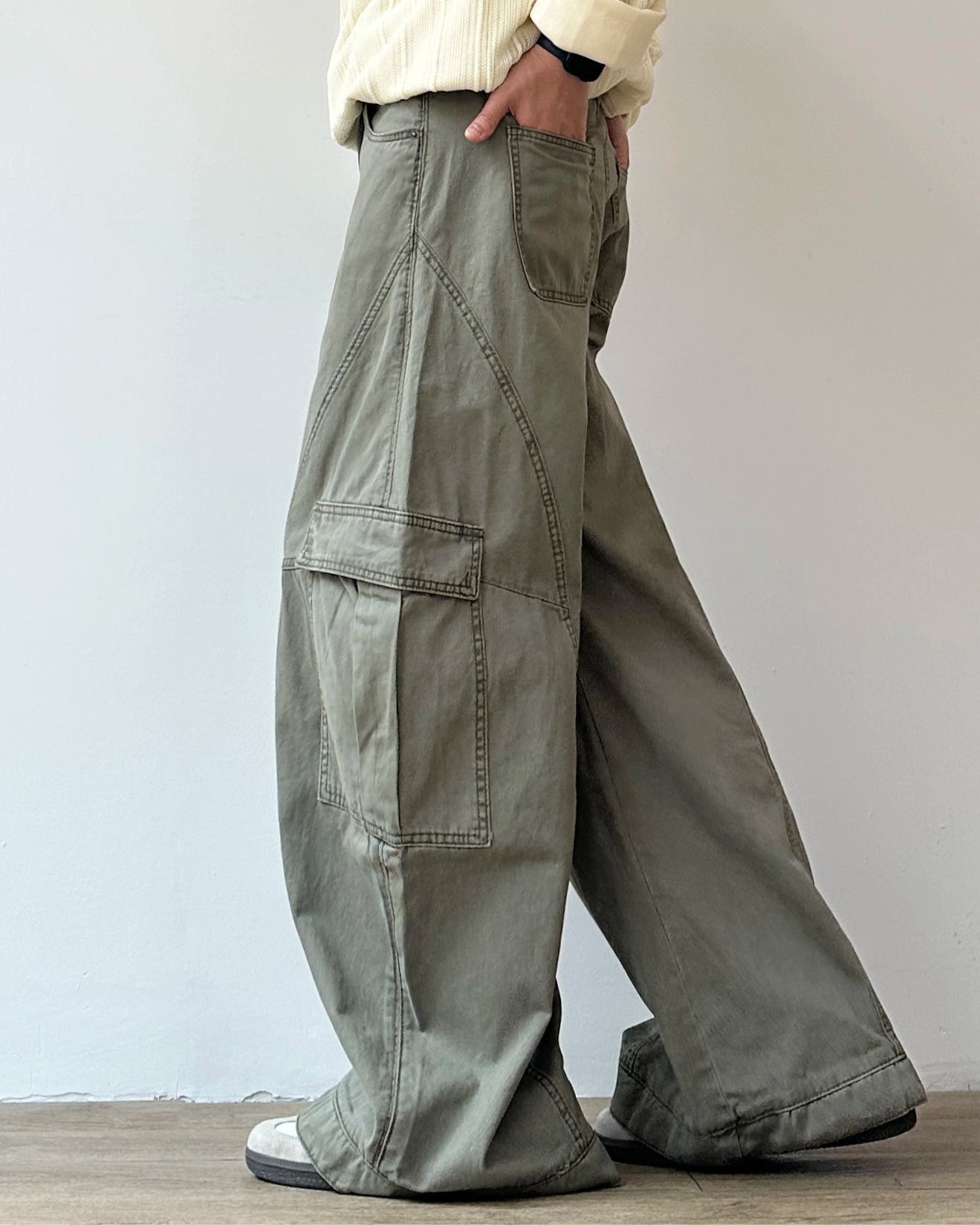 Retro Deconstructed Wide-Leg Pants N0872